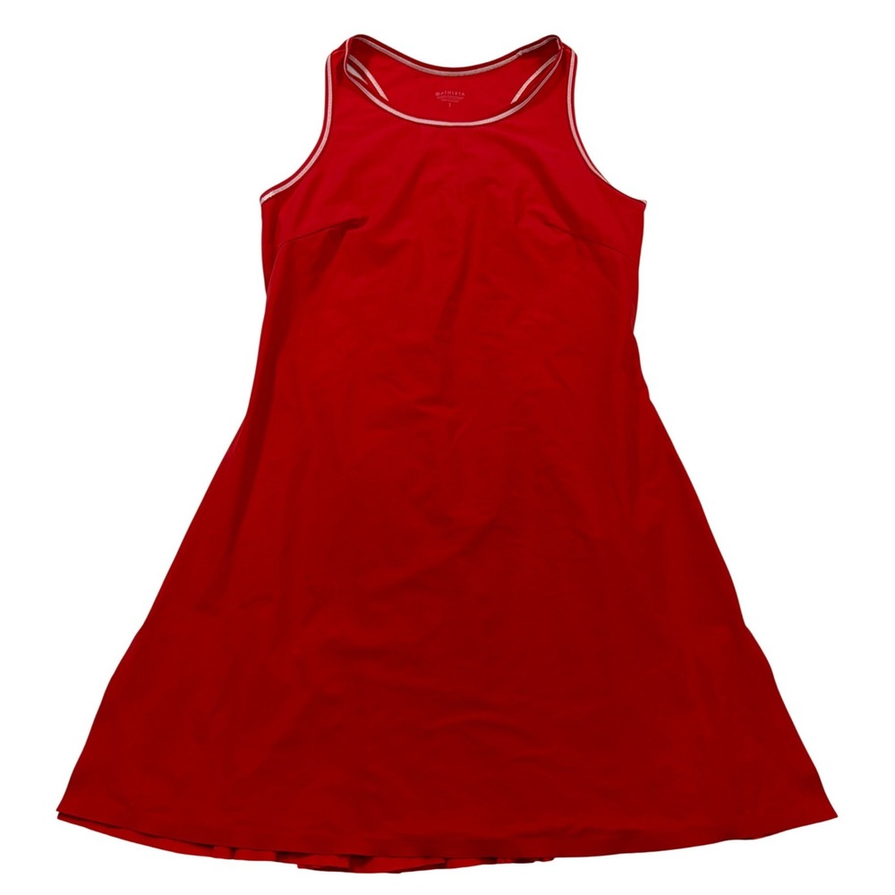Athleta Red Racerback Athletic Dress Sleeveless Pleated Back Size Small